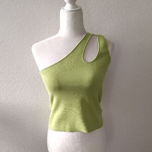 Express Body Contour Lime Green Asymmetrical Crop Top Size medium